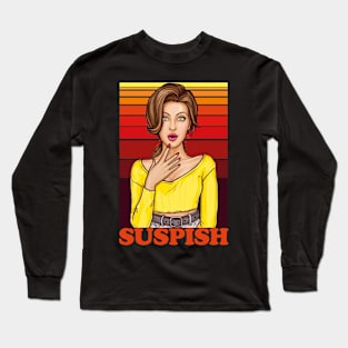 Pop Art-Comic Style Retro-Vintage Suspish Long Sleeve T-Shirt